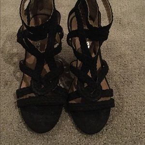 Report black open toe shoes